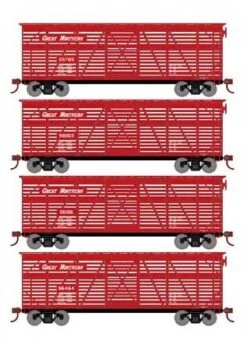 Athearn 76000 HO Scale 40' Stock Car Great Northern GN 4 Pack
